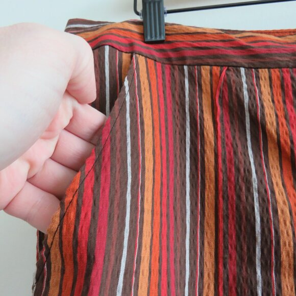ROSIE ASSOULIN Striped Seersucker Retro High Waist Pants Red Brown Retro - Picture 7 of 16
